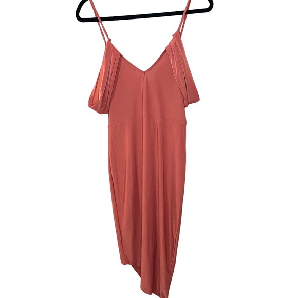 Charlotte Russe Salmon Off The Shoulder Y2K Bodycon Midi Dress SZ M EUC - Picture 4 of 10